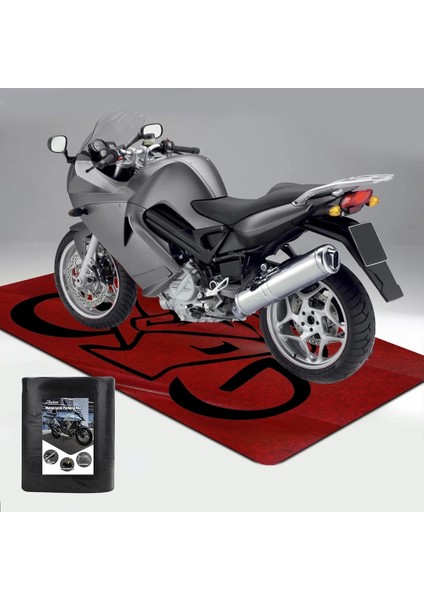 Motosiklet Park Matı Kaymaz Yıkanır Yağa Dayanıklı Kırmızı Motor Garaj Paspası 70X170CM