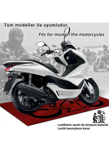 Motosiklet Park Matı Kaymaz Yıkanır Yağa Dayanıklı Kırmızı Motor Garaj Paspası 70X170CM indirimleri
