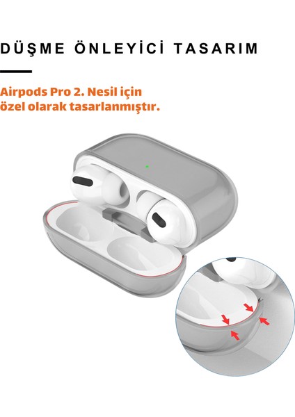 Pro 2. Nesil Uyumlu Şeffaf Siyah Premium Kulaklık Kılıfı