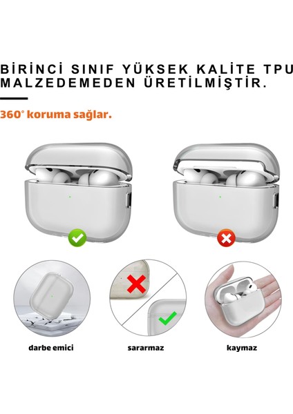Pro 2. Nesil Uyumlu Şeffaf Siyah Premium Kulaklık Kılıfı