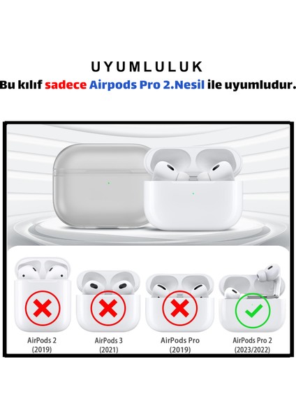 Pro 2. Nesil Uyumlu Şeffaf Siyah Premium Kulaklık Kılıfı