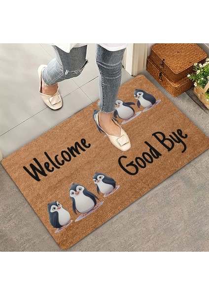 Penguen Welcome ve Good Bye Kapı Önü Paspası 45X70CM