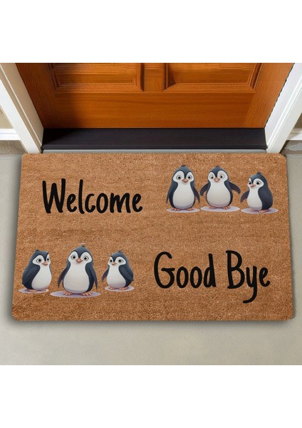 Penguen Welcome ve Good Bye Kapı Önü Paspası 45X70CM