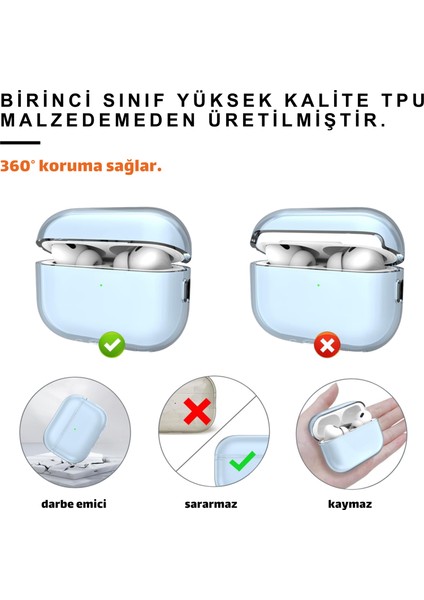 Pro 2. Nesil Uyumlu Şeffaf Mavi Premium Kulaklık Kılıfı modelleri
