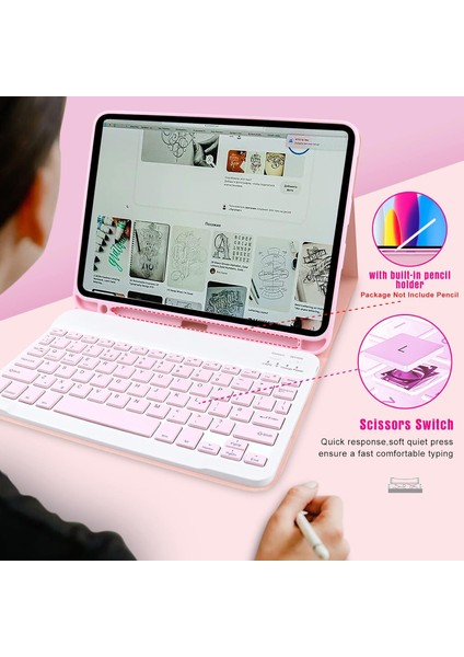 iPad Air 11 İnç M2 Çipli 6.Nesil 2024 Case Uyumlu Bluetooth Türkçe Q Klavyeli Kılıfı