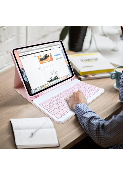 iPad Air 11 İnç M2 Çipli 6.Nesil 2024 Case Uyumlu Bluetooth Türkçe Q Klavyeli Kılıfı