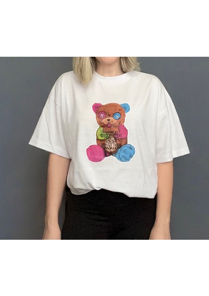 Teddy Baskılı Oversize T-Shirt