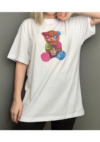 Teddy Baskılı Oversize T-Shirt