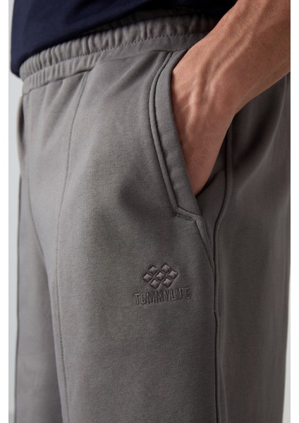 Koyu Gri Pamuklu Kalın Yumuşak Dokulu Comfort Fit Basic Erkek Şort - 81261