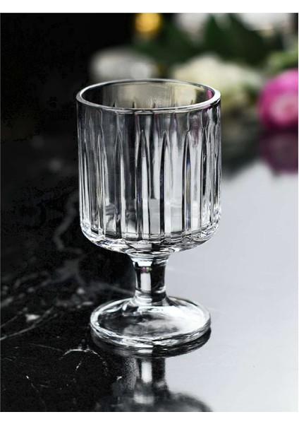 Kristal Desen Ayaklı Su Bardağı 6 Lı