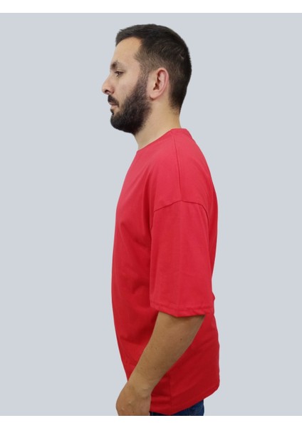 Erkek Lost Oversize Bisiklet Yaka Kırmızı Tişört indirimleri