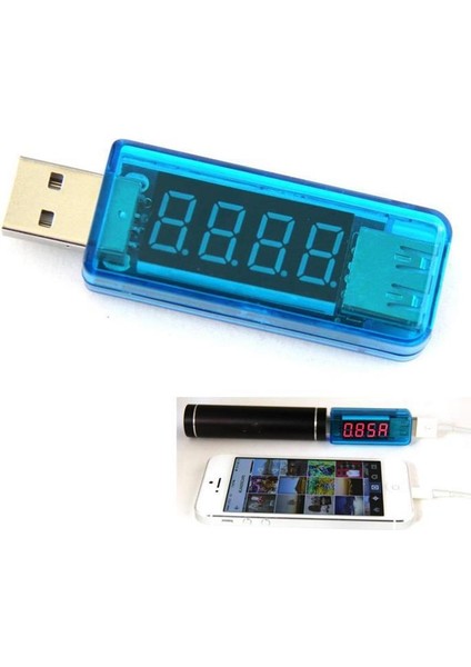 USB Voltmetre Ampermetre Ölçüm Cihazı - LED Göstergeli