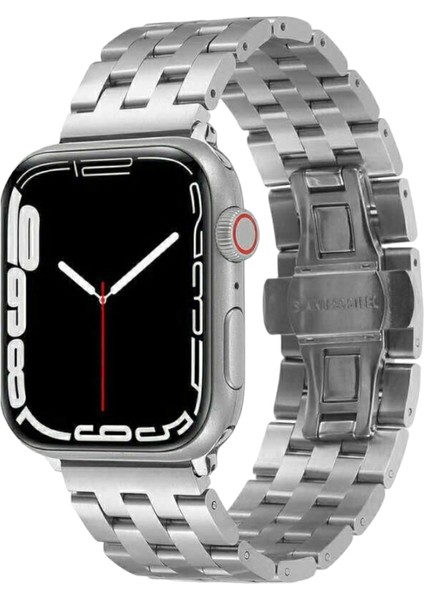 Apple Watch Klasik Loop Paslanmaz Çelik Kordon (42mm / 44mm / 45mm / 49mm /SE/ Ultra Uyumlu) Gümüş
