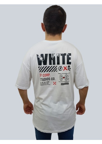 Erkek Lost Oversize Bisiklet Yaka Beyaz Tişört fırsatları
