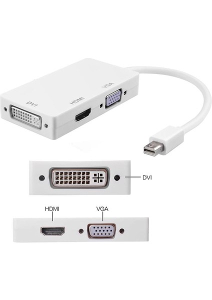 Mini Displayport To HDMI - VGA - DVI Dönüştürücüsü