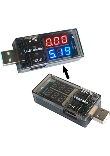 Çift Çıkışlı USB Voltmetre - Ampermetre - Akım Ölçer Cihazı