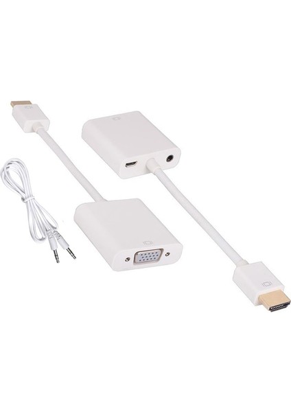 HDMI To VGA Dönüştürücüsü + Ses ve Güç Kablolu