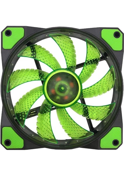 12 cm Kasa Fanı - Yeşil LED Işıklı