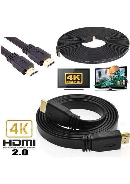 4K Yassı HDMI 2.0 Kablo - 10 Metre