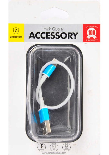 Lightning Beyaz 25-30 cm Kısa USB Kablo