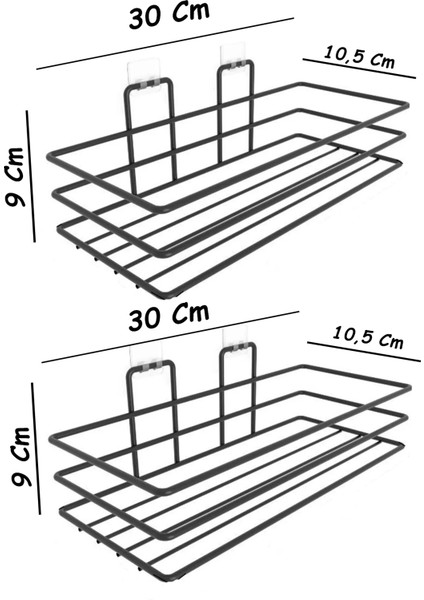Yapışkanlı 2'li Set Banyo Rafı Duş Şampuanlık Duvar Düzenleyici Organizer