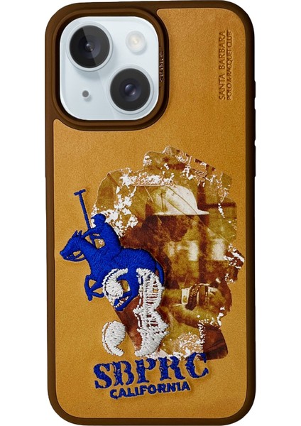 Sbprc iPhone 15 Uyumlu Kılıf 3Boyutlu PU Deri Marcus İçi Süet Kapak