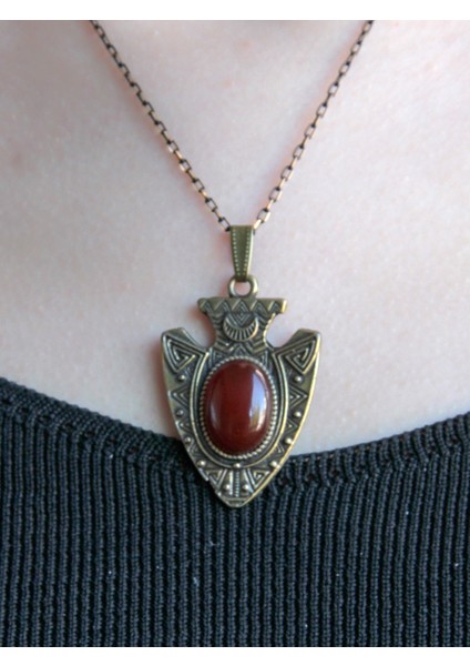 Doğal Taş Akik Doğal Taşlı Otantik Kadın Kolye 45 cm Zincirli EUY12A fiyatları