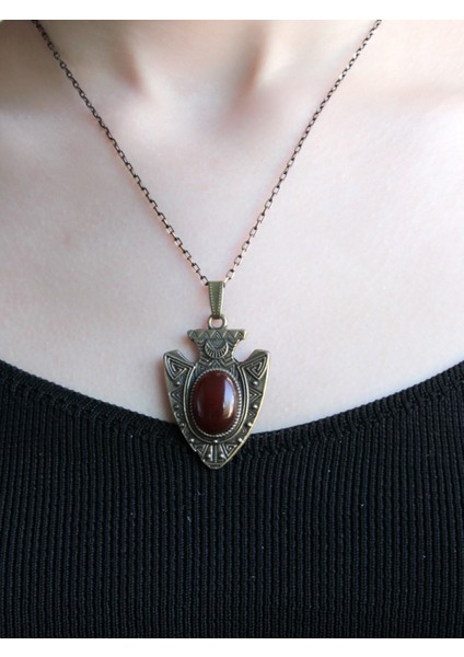 Doğal Taş Akik Doğal Taşlı Otantik Kadın Kolye 45 cm Zincirli EUY12A modelleri