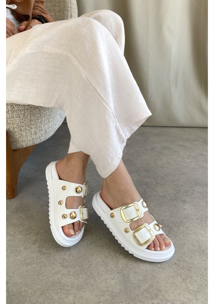 Kadın Ecole Tokalı Terlik - Beyaz modelleri