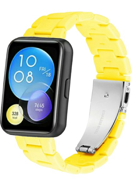 Huawei Watch Fit Reçine Kordon (Pim Çevirici Aparatı ile Birlikte) Sarı