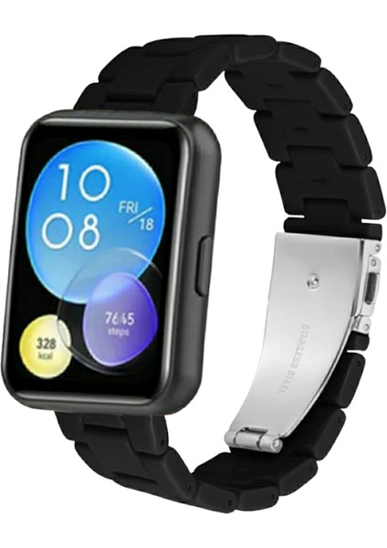 Huawei Watch Fit Reçine Kordon (Pim Çevirici Aparatı ile Birlikte) Siyah