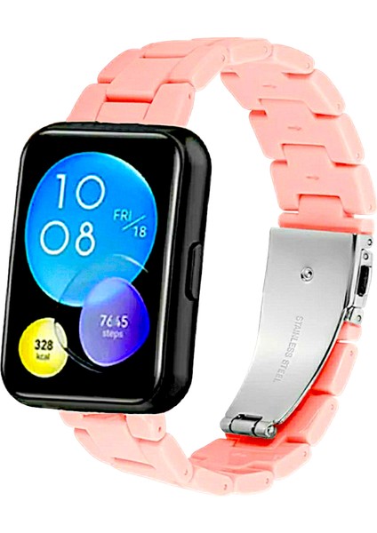 Huawei Watch Fit Reçine Kordon (Pim Çevirici Aparatı ile Birlikte) Şeker Pembe