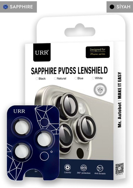iPhone 14 Pro Sapphire Pvdss Kamera Lens Koruyucu - Siyah
