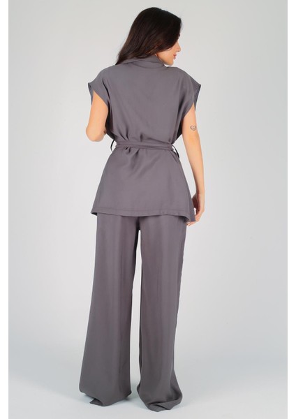Kadın Gri Kimono Pantolon Takım fırsatları