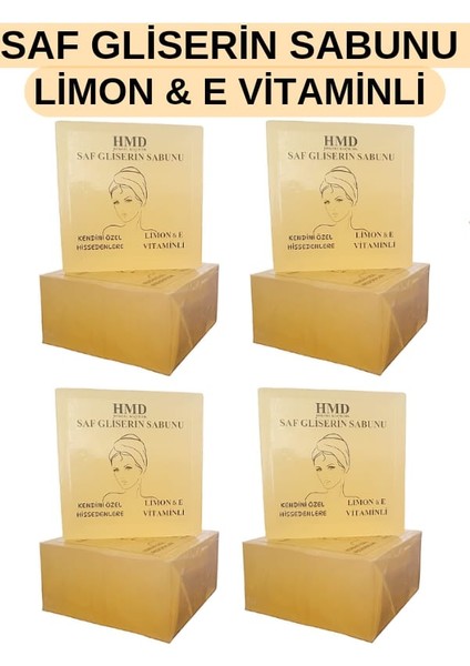 Saf Gliserin Sabunu x 4 Ad.limon & E Vitaminli Arındırıcı,besleyici,nemlendirici Şeffaf Doğal Gliserin Sabun