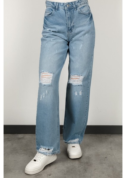 John Borners Kadın Likrasız Wide Leg Jean