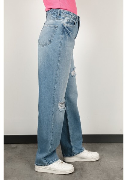 John Borners Kadın Likrasız Wide Leg Jean