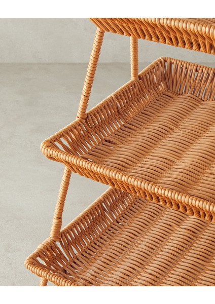 Marie Plastik Rattan Katlı Servis Kahverengi modelleri