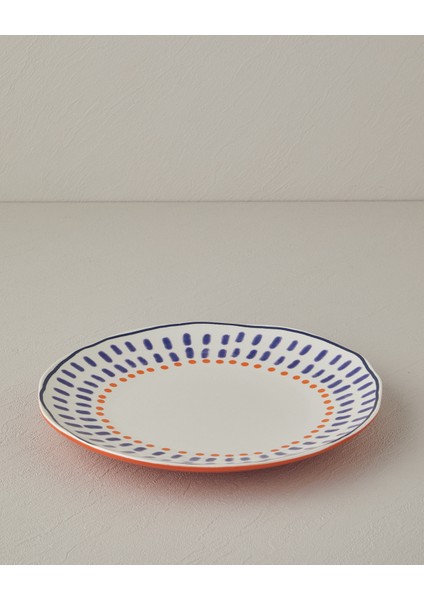 English Home Arzu Sabancı Zone Stoneware Servis Tabağı 27 cm Lacivert-Kırmızı