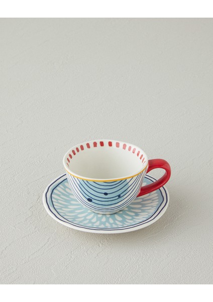 Arzu Sabancı Mix Stoneware 4 Parça 2 Kişilik Kahve Fincan Takımı 80 ml Mavi-Terracotta modelleri