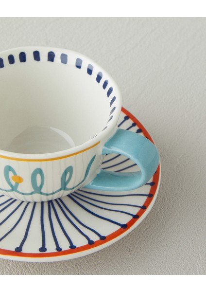 Arzu Sabancı Mix Stoneware 4 Parça 2 Kişilik Kahve Fincan Takımı 80 ml Mavi-Terracotta fırsatları