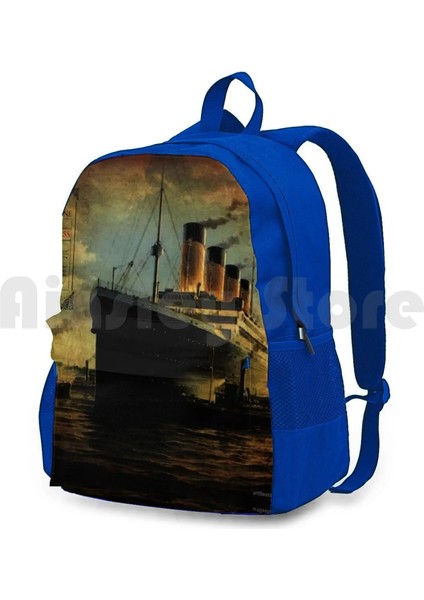 Sırt Çantası-Pembe Tek Boyut Vintage Titanic Gemi Açık Yürüyüş Sırt Çantası Binme Tırmanma Spor Çantası Titanic Vintage Gemi Biniş Kartı Gemiler Liman Titanic (Yurt Dışından) fırsatları