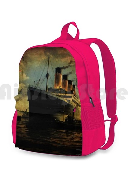 Sırt Çantası-Pembe Tek Boyut Vintage Titanic Gemi Açık Yürüyüş Sırt Çantası Binme Tırmanma Spor Çantası Titanic Vintage Gemi Biniş Kartı Gemiler Liman Titanic (Yurt Dışından) indirimleri