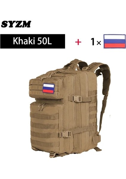 Haki 50L Syzm 30L Veya 50L Kamuflaj Taktik Askeri Sırt Çantası Erkekler Ordu Çantaları Assault Molle Sırt Çantası Avcılık Trekking Sırt Çantası Açık Çanta (Yurt Dışından)