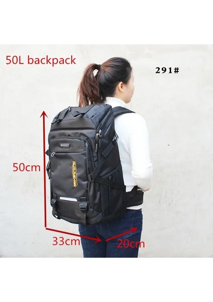50L Siyah 80L 50L Erkek Açık Sırt Çantası Tırmanma Seyahat Sırt Çantası Spor Kamp Sırt Çantası Yürüyüş Okul Çantası Paketi Erkek Kadın Kadın (Yurt Dışından)