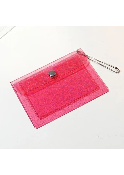 Pembe Kadın Kredi Kartı Tutucu Cüzdan Moda Şeffaf Su Geçirmez Pvc Kartvizit Çanta Erkek Kimlik Kartı Mini Cüzdan Kız Bozuk Para Cüzdanı (Yurt Dışından)