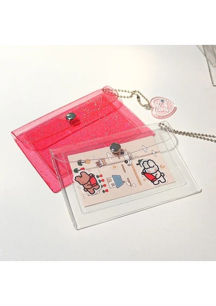 Pembe Kadın Kredi Kartı Tutucu Cüzdan Moda Şeffaf Su Geçirmez Pvc Kartvizit Çanta Erkek Kimlik Kartı Mini Cüzdan Kız Bozuk Para Cüzdanı (Yurt Dışından) modelleri