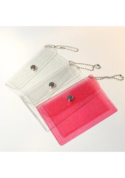 Pembe Kadın Kredi Kartı Tutucu Cüzdan Moda Şeffaf Su Geçirmez Pvc Kartvizit Çanta Erkek Kimlik Kartı Mini Cüzdan Kız Bozuk Para Cüzdanı (Yurt Dışından) indirimleri