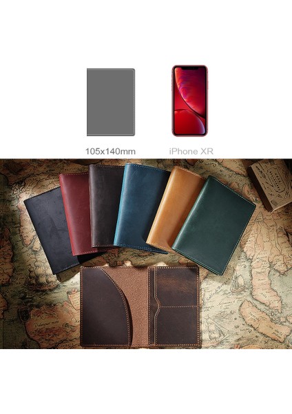 Yl Deve High-End Hakiki Deri Pasaport Kapağı Katı Kredi Kartı Tutucu Vintage Erkek Kadın Pasaport Kılıfı Iş Unisex Seyahat Cüzdanı (Yurt Dışından)