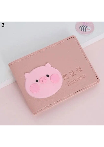 12 Sevimli Pembe Renk Sürücü Lisans Sahibi Pu Deri Kapak Araba Sürüş Belgeleri Kullanışlı Kimlik Geçiş Klasörü Cüzdan Kılıf (Yurt Dışından)